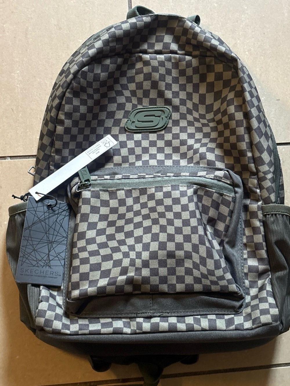 NWT Skechers Men's Checkerboard Backpack in Olive